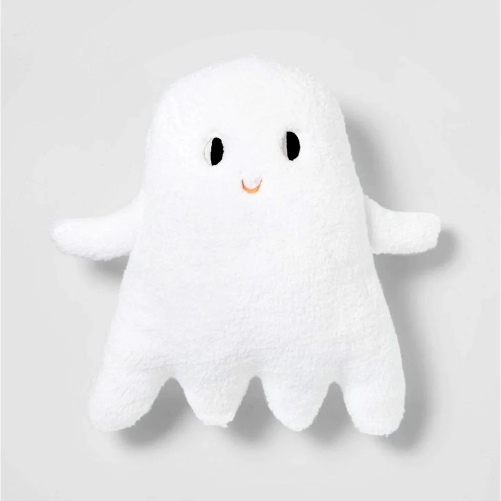 Hyde & EEK! Boutique Faux Shearling Ghost Novelty Halloween Throw Pillow White